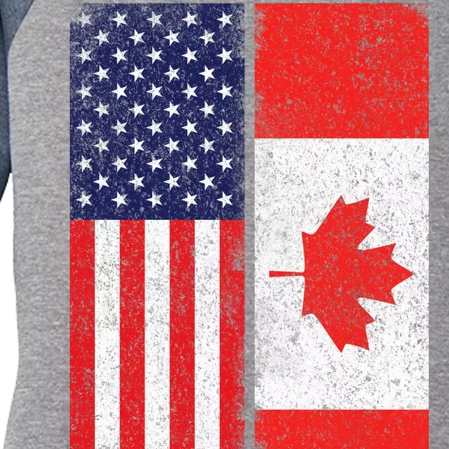 Vintage USA Canadian Flag Women's Tri-Blend 3/4-Sleeve Raglan Shirt