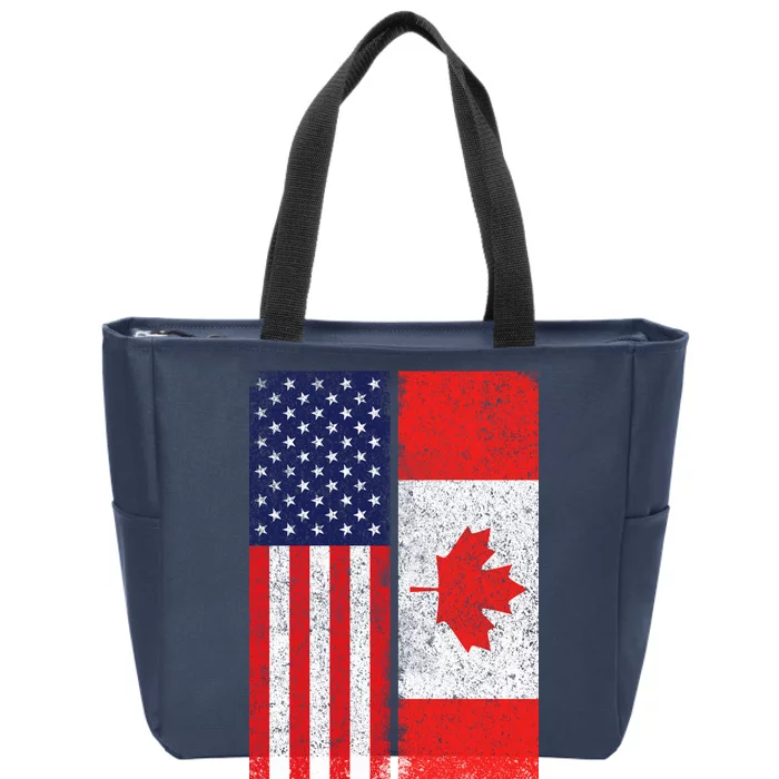 Vintage USA Canadian Flag Zip Tote Bag