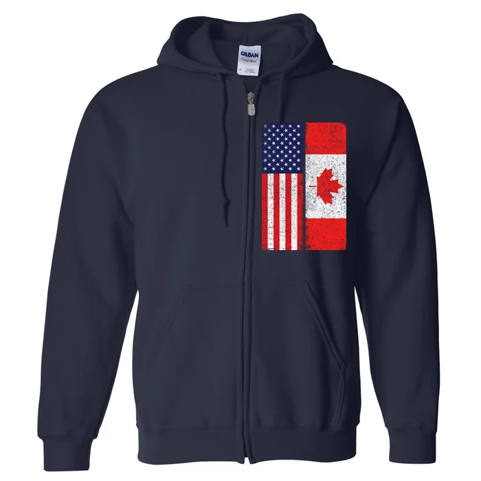 Vintage USA Canadian Flag Full Zip Hoodie