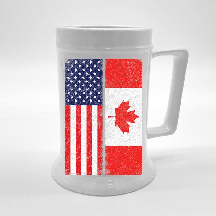 Vintage USA Canadian Flag Front & Back Beer Stein