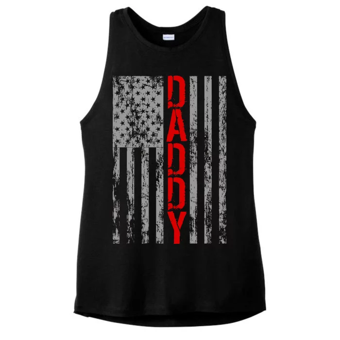 Vintage USA DADDY Retro Flag Ladies Tri-Blend Wicking Tank