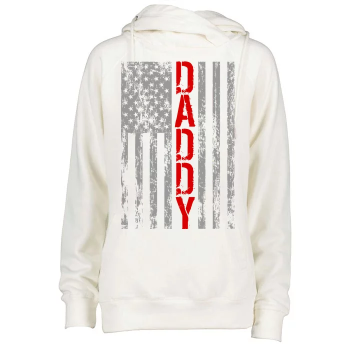 Vintage USA DADDY Retro Flag Womens Funnel Neck Pullover Hood