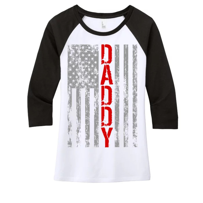 Vintage USA DADDY Retro Flag Women's Tri-Blend 3/4-Sleeve Raglan Shirt