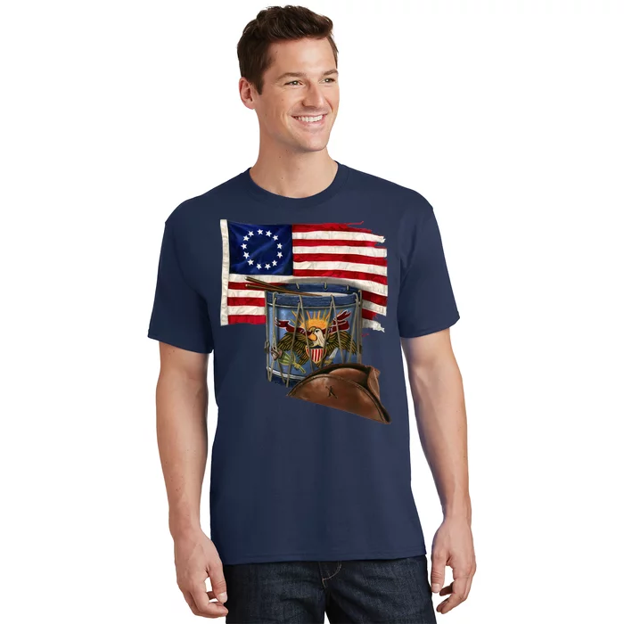 Vintage USA Flag Patriotic Drum T-Shirt