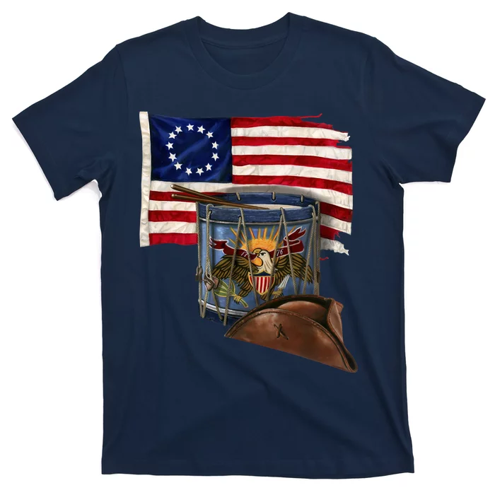 Vintage USA Flag Patriotic Drum T-Shirt