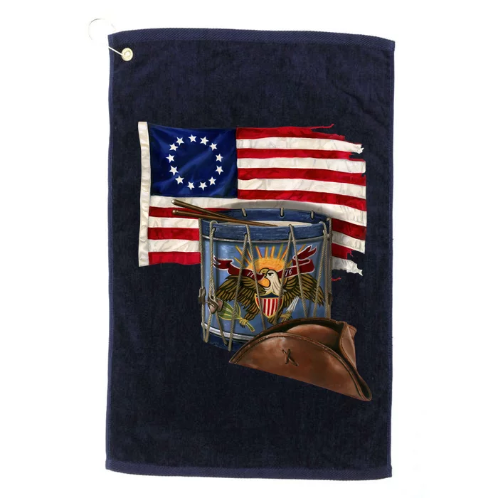 Vintage USA Flag Patriotic Drum Platinum Collection Golf Towel