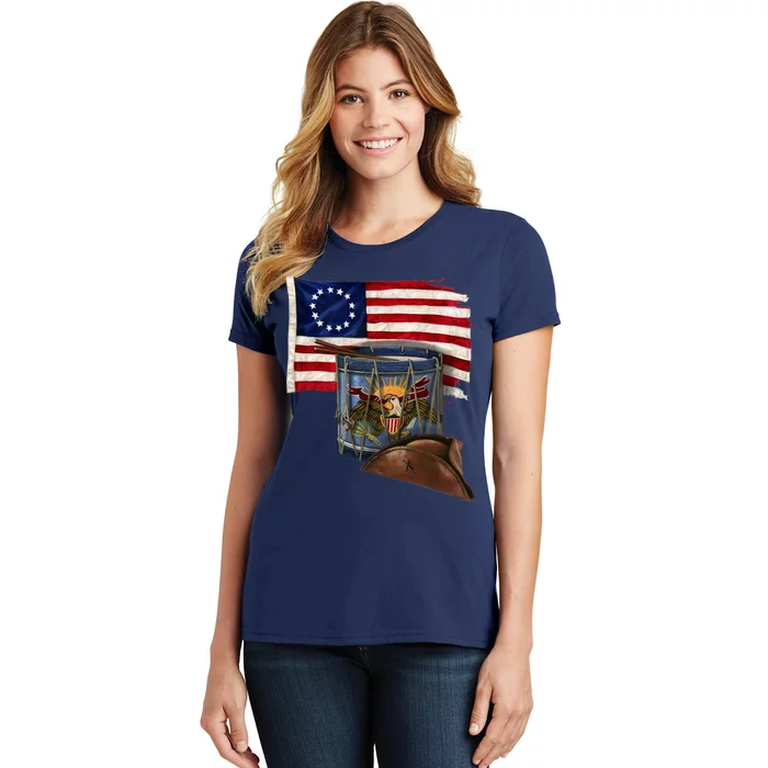 Vintage USA Flag Patriotic Drum Women's T-Shirt