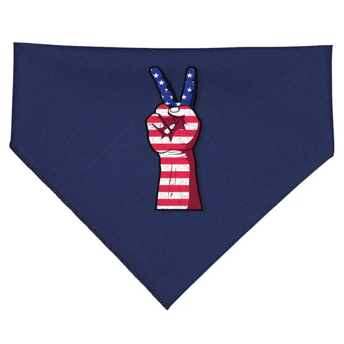 Vintage USA Peace Sign USA-Made Doggie Bandana