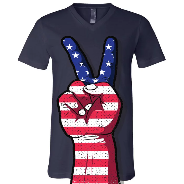 Vintage USA Peace Sign V-Neck T-Shirt