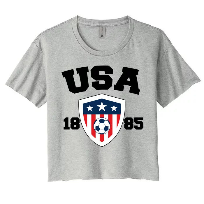 Vintage USA Soccer 1885 Women's Crop Top Tee