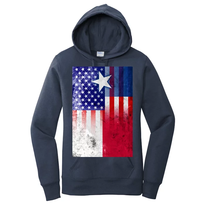 Vintage USA Texas American Flag Women's Pullover Hoodie