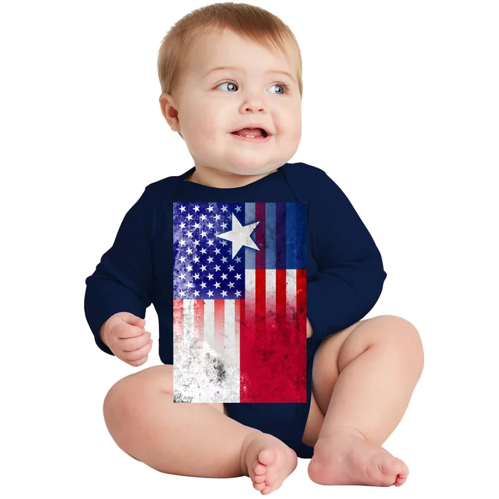 Vintage USA Texas American Flag Baby Long Sleeve Bodysuit