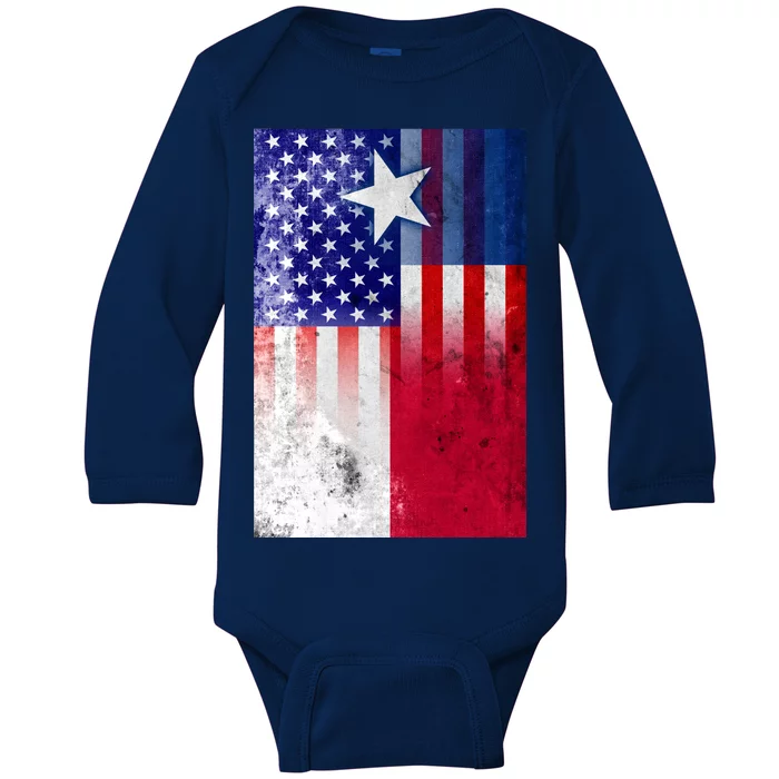 Vintage USA Texas American Flag Baby Long Sleeve Bodysuit