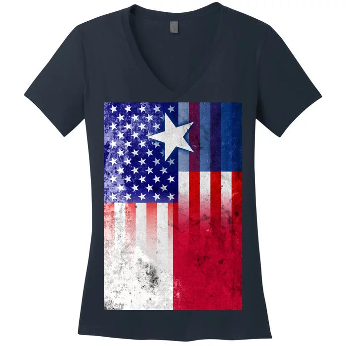 Vintage USA Texas American Flag Women's V-Neck T-Shirt