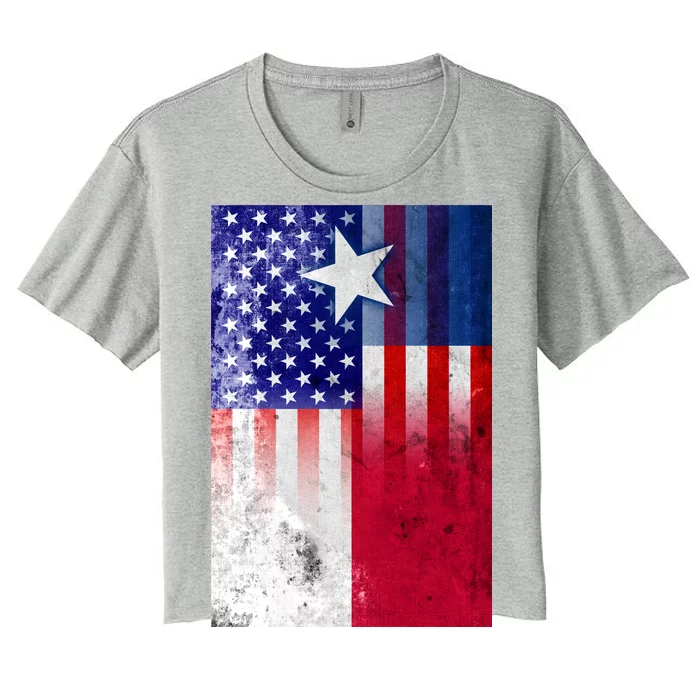 Vintage USA Texas American Flag Women's Crop Top Tee