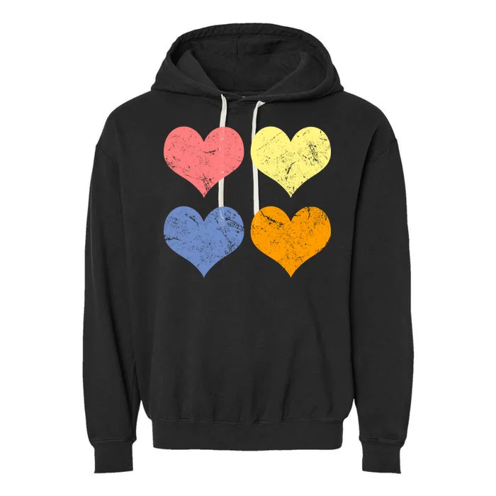 Vintage Valentine Day Hearts Garment-Dyed Fleece Hoodie