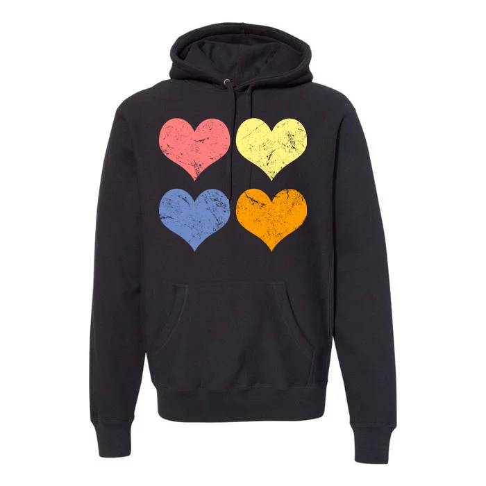 Vintage Valentine Day Hearts Premium Hoodie