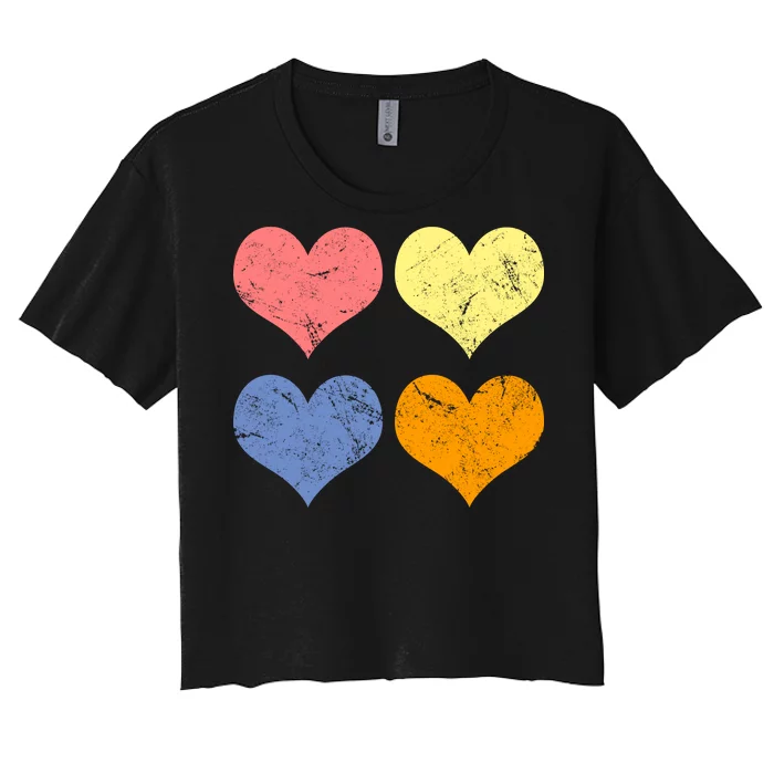 Vintage Valentine Day Hearts Women's Crop Top Tee