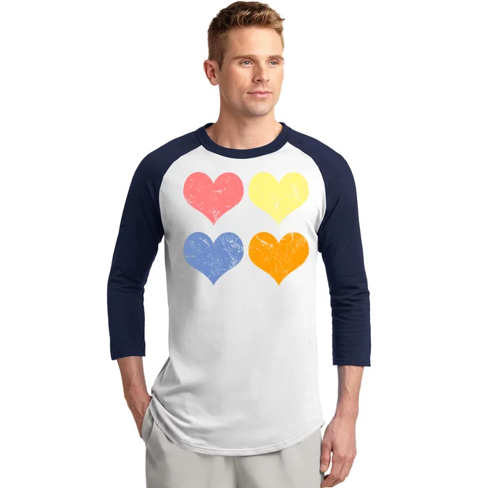 Vintage Valentine Day Hearts Baseball Sleeve Shirt