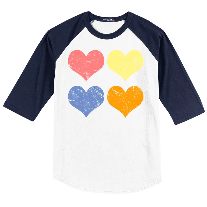 Vintage Valentine Day Hearts Baseball Sleeve Shirt