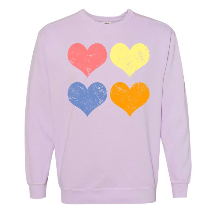 Vintage Valentine Day Hearts Garment-Dyed Sweatshirt