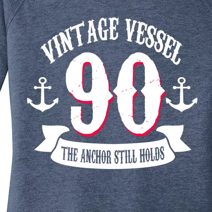 Vintage Vessel 90th Birthday The Anchor Still Holds Women's Perfect Tri Tunic Long Sleeve Shirt