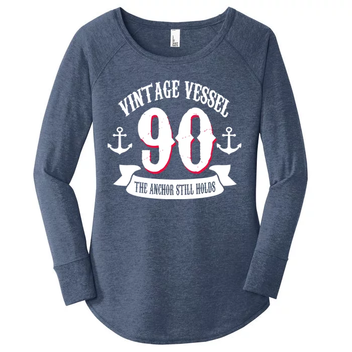 Vintage Vessel 90th Birthday The Anchor Still Holds Women's Perfect Tri Tunic Long Sleeve Shirt