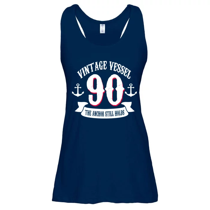 Vintage Vessel 90th Birthday The Anchor Still Holds Ladies Essential Flowy Tank