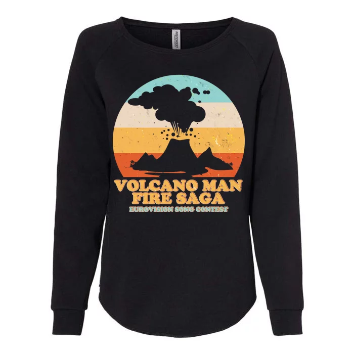 Vintage Volcano Man Fire Saga Eurovision Song Contest Womens California Wash Sweatshirt