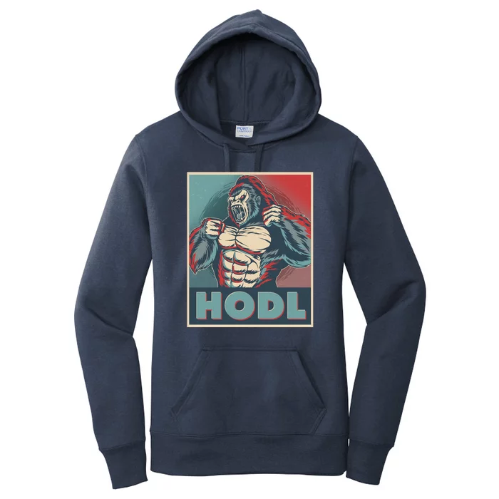 Vintage Vote HODL Crypto Currency Gorilla Ape Women's Pullover Hoodie