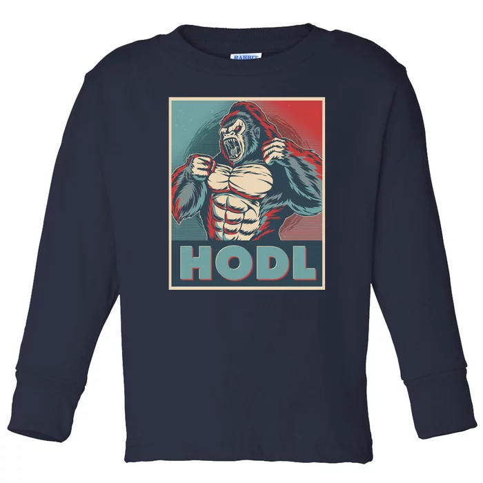 Vintage Vote HODL Crypto Currency Gorilla Ape Toddler Long Sleeve Shirt