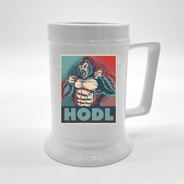 Vintage Vote HODL Crypto Currency Gorilla Ape Front & Back Beer Stein