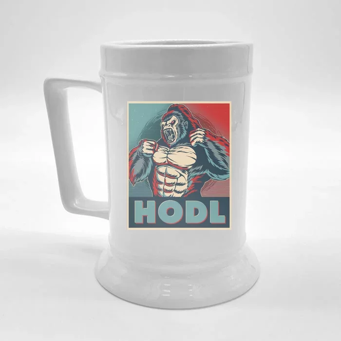 Vintage Vote HODL Crypto Currency Gorilla Ape Front & Back Beer Stein