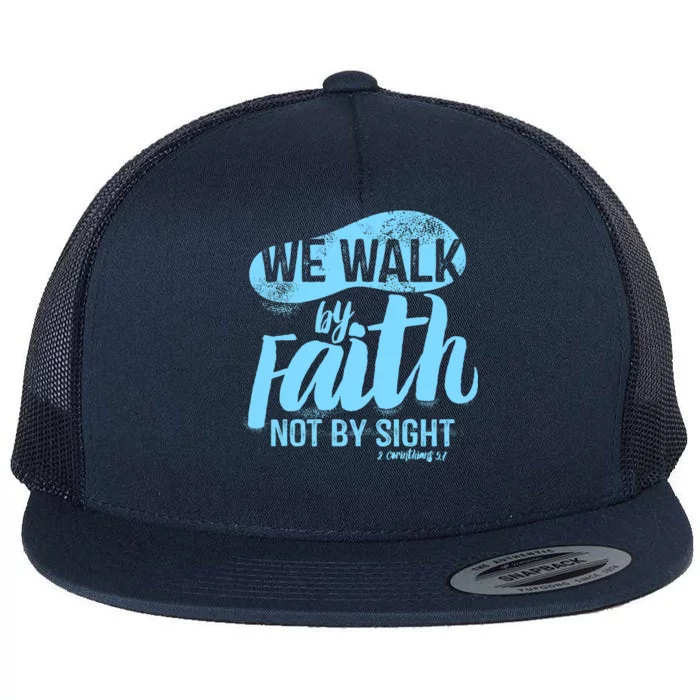 Vintage Walk By Faith Not By Sight Flat Bill Trucker Hat