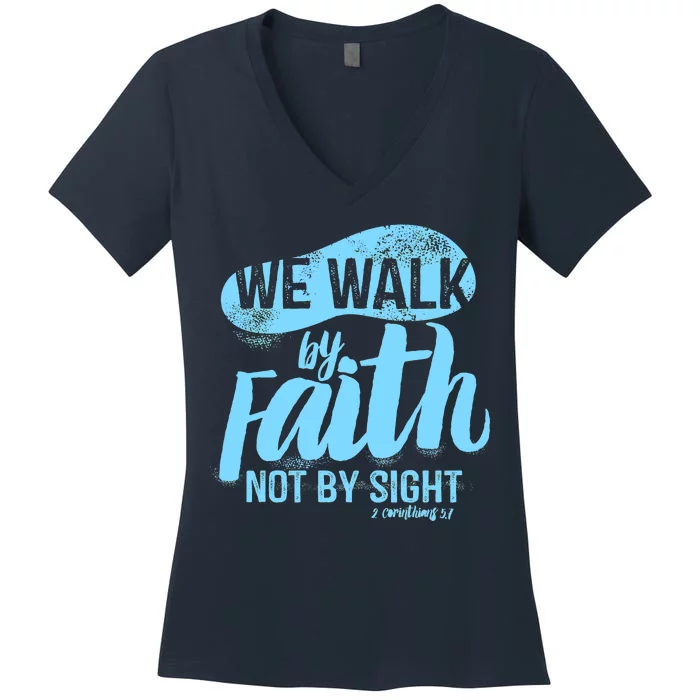 Vintage Walk By Faith Not By Sight Women's V-Neck T-Shirt