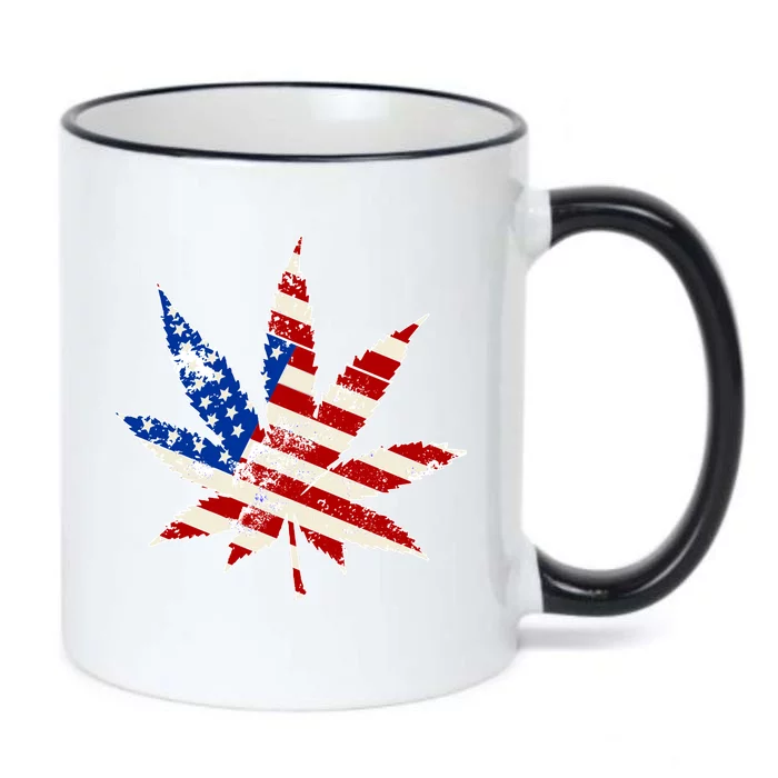 Vintage Weed American Flag 420 Black Color Changing Mug