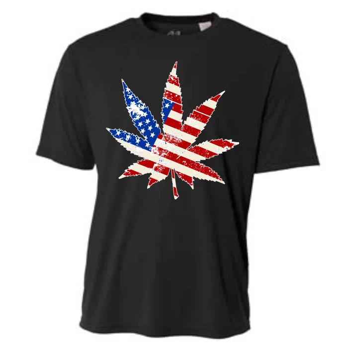 Vintage Weed American Flag 420 Cooling Performance Crew T-Shirt