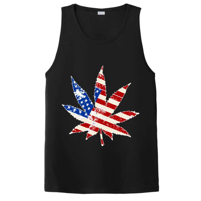 Vintage Weed American Flag 420 Performance Tank