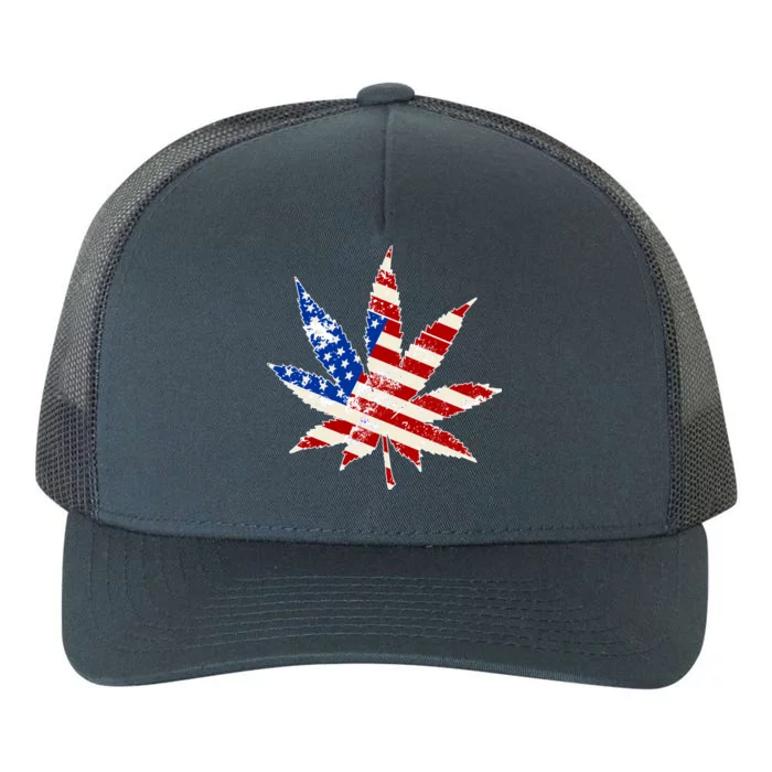 Vintage Weed American Flag 420 Yupoong Adult 5-Panel Trucker Hat