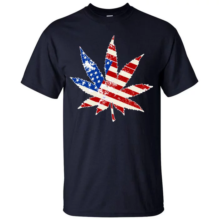 Vintage Weed American Flag 420 Tall T-Shirt