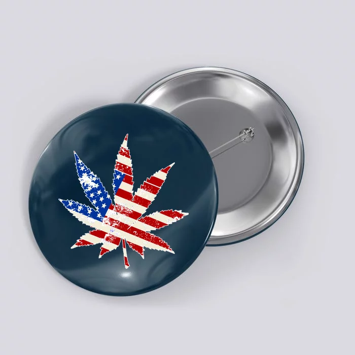 Vintage Weed American Flag 420 Button