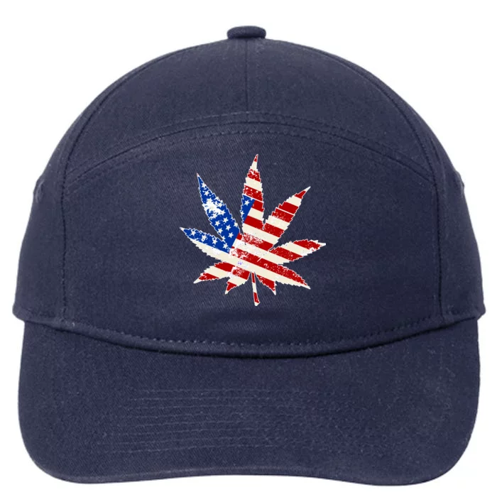 Vintage Weed American Flag 420 7-Panel Snapback Hat