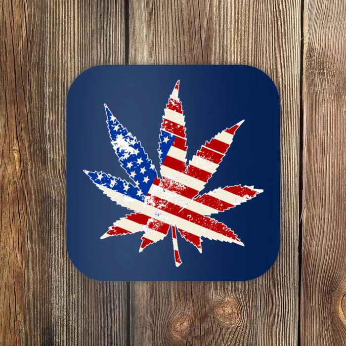 Vintage Weed American Flag 420 Coaster