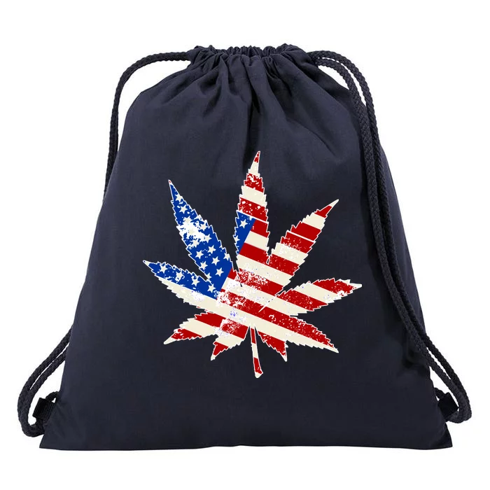 Vintage Weed American Flag 420 Drawstring Bag