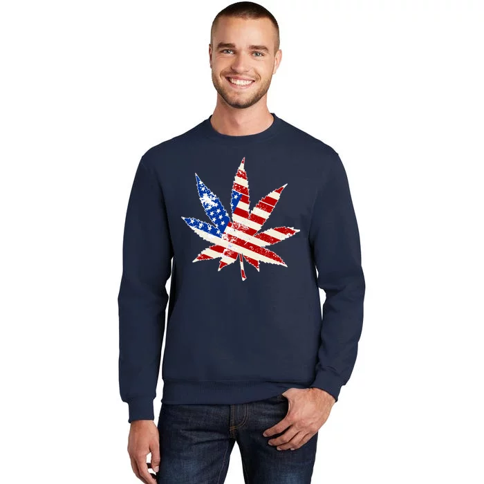 Vintage Weed American Flag 420 Tall Sweatshirt