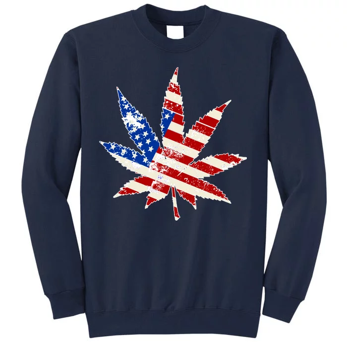 Vintage Weed American Flag 420 Tall Sweatshirt