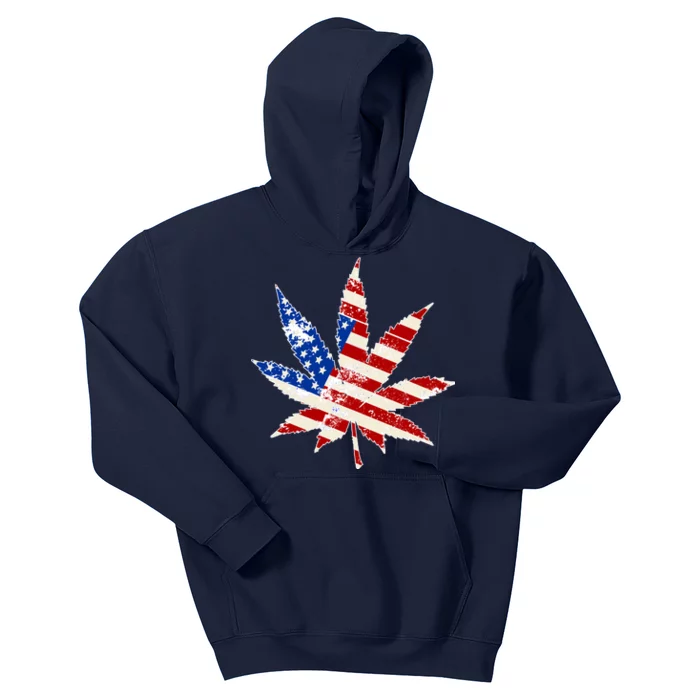 Vintage Weed American Flag 420 Kids Hoodie