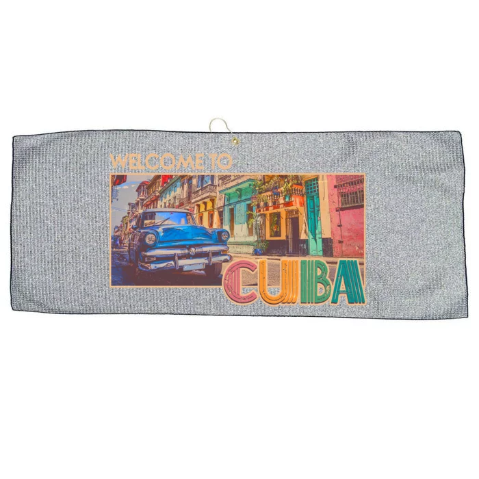 Vintage Welcome To Cuba Travel Poster Banner Large Microfiber Waffle Golf Towel