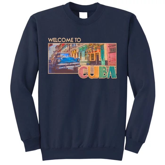 Vintage Welcome To Cuba Travel Poster Banner Sweatshirt