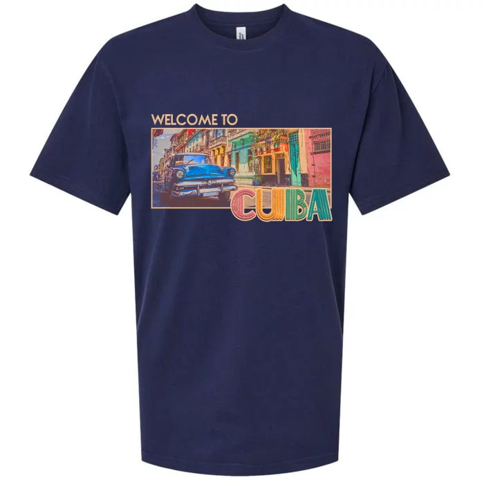 Vintage Welcome To Cuba Travel Poster Banner Sueded Cloud Jersey T-Shirt